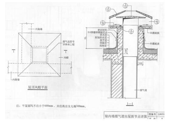 厨房烟道出屋面施工方法 厨房烟道出屋面图集