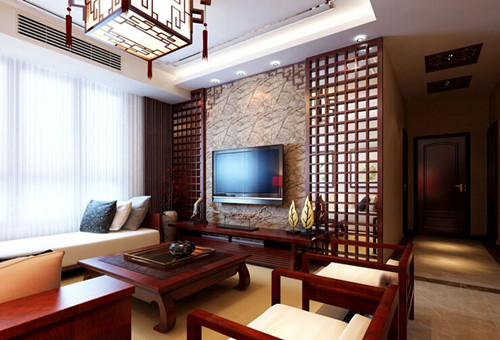 中式家装客厅简单吊顶造型设计