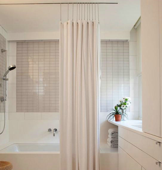 卫生间布帘干湿分离装修设计 卫生间布帘效果图片