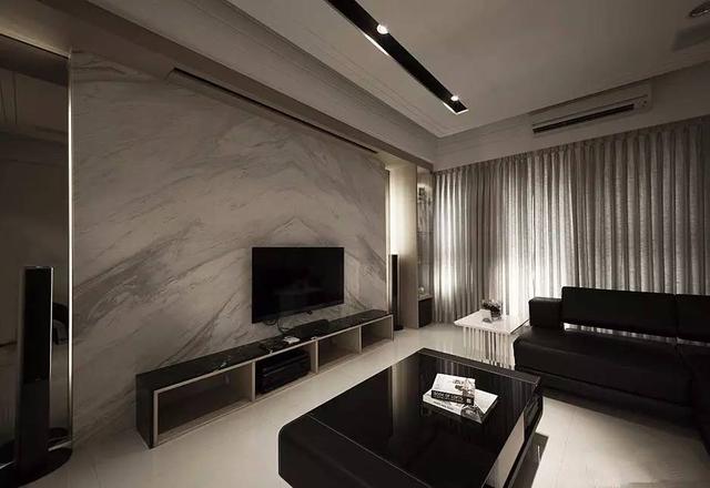 客厅大理石电视墙装修效果图 就是要简洁大方-装修保障网