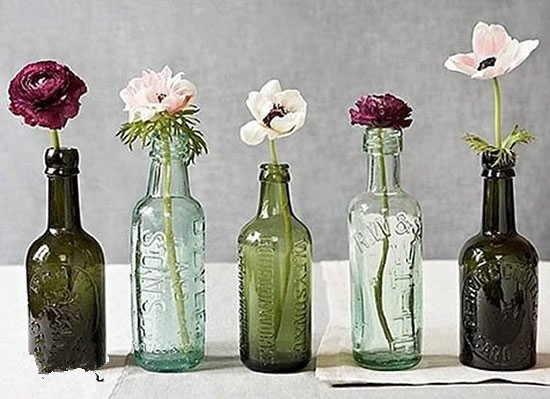 如果那些都嫌麻烦,挑选一个漂亮玻璃瓶洗干净就是花瓶啦!