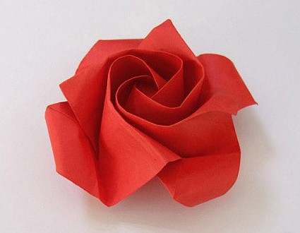 手工diy:手工折纸玫瑰花步骤图解