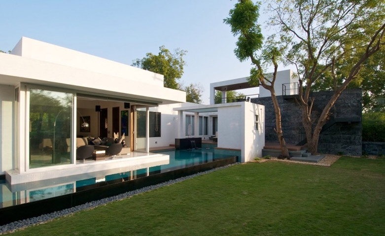 印度平层别墅设计,与室外环境保持自由交流