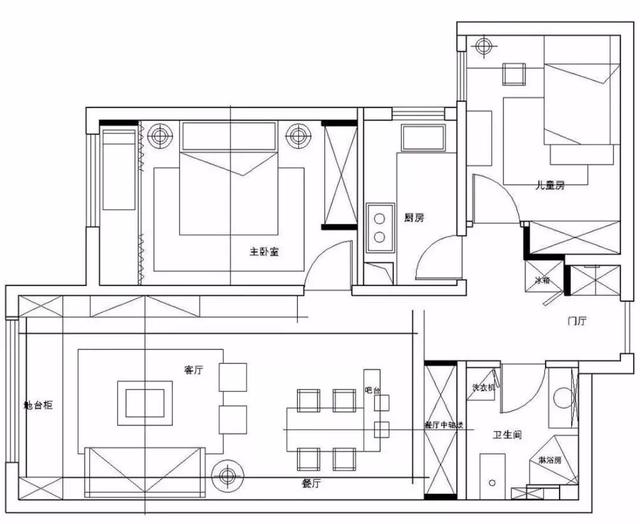 110㎡简约风二居室装修