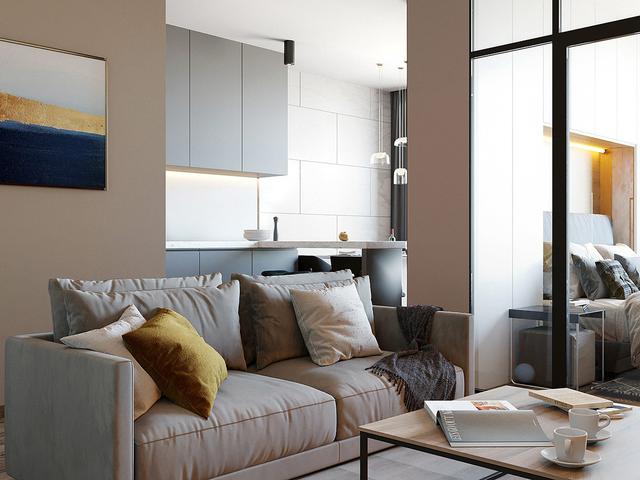 小公寓房装修效果图用独特的颜色装饰出活力空间