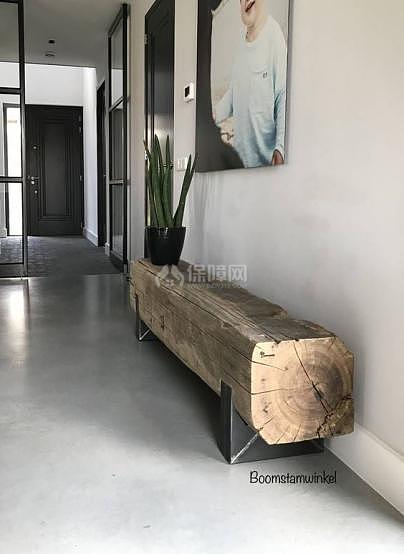 自己動手做電視柜 用一舊木樁裝飾了整個電視墻
