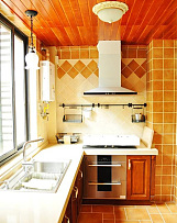 97平米时尚欧式风格三居室厨房吊顶装修设计