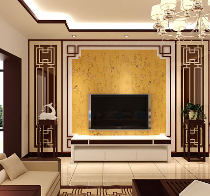 室内多采用对称式的布局方式，格调高雅，造型简朴优美