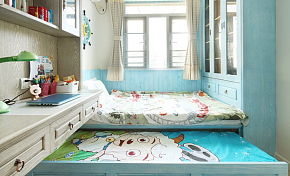 美式休闲三居儿童房多床装修效果图