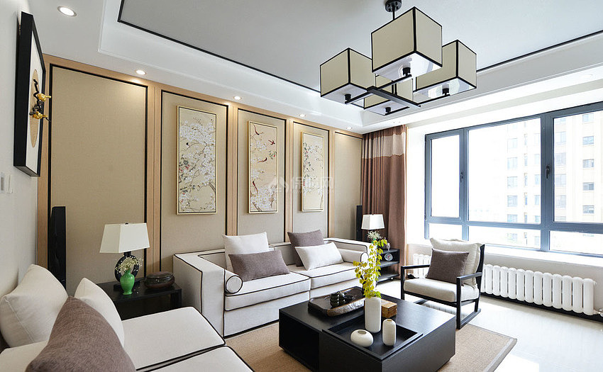 120平米中式三居客厅沙发摆放效果图欣赏
