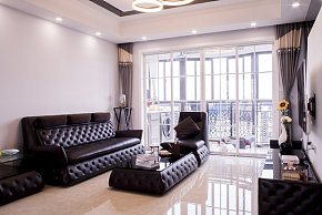 126平米复式现代简约客厅沙发摆放效果图