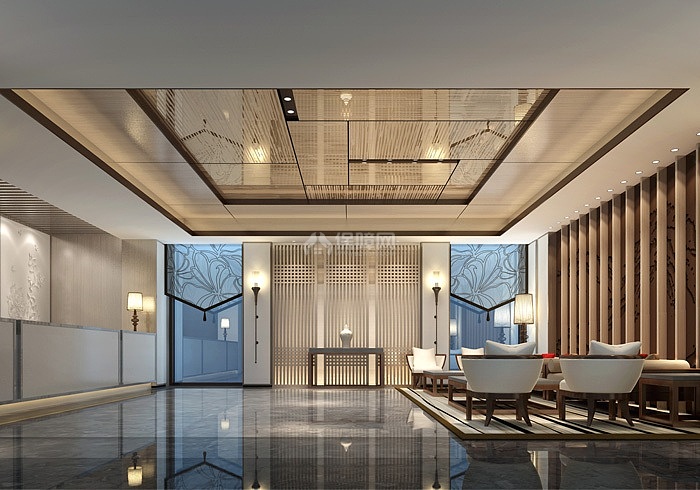 河北新中式酒店大厅休闲区设计图片