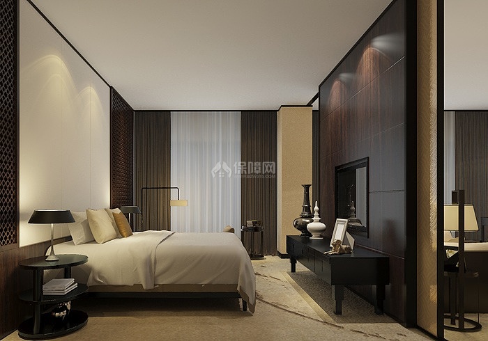 河北新中式酒店房间整体设计效果图