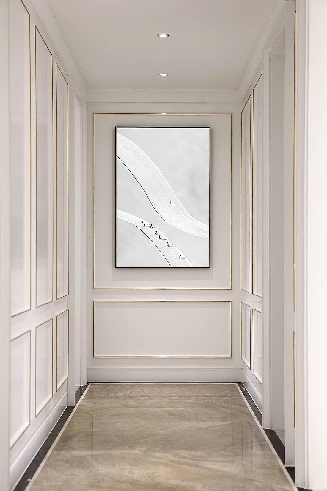 现代法式风格四居室走廊装饰画效果图