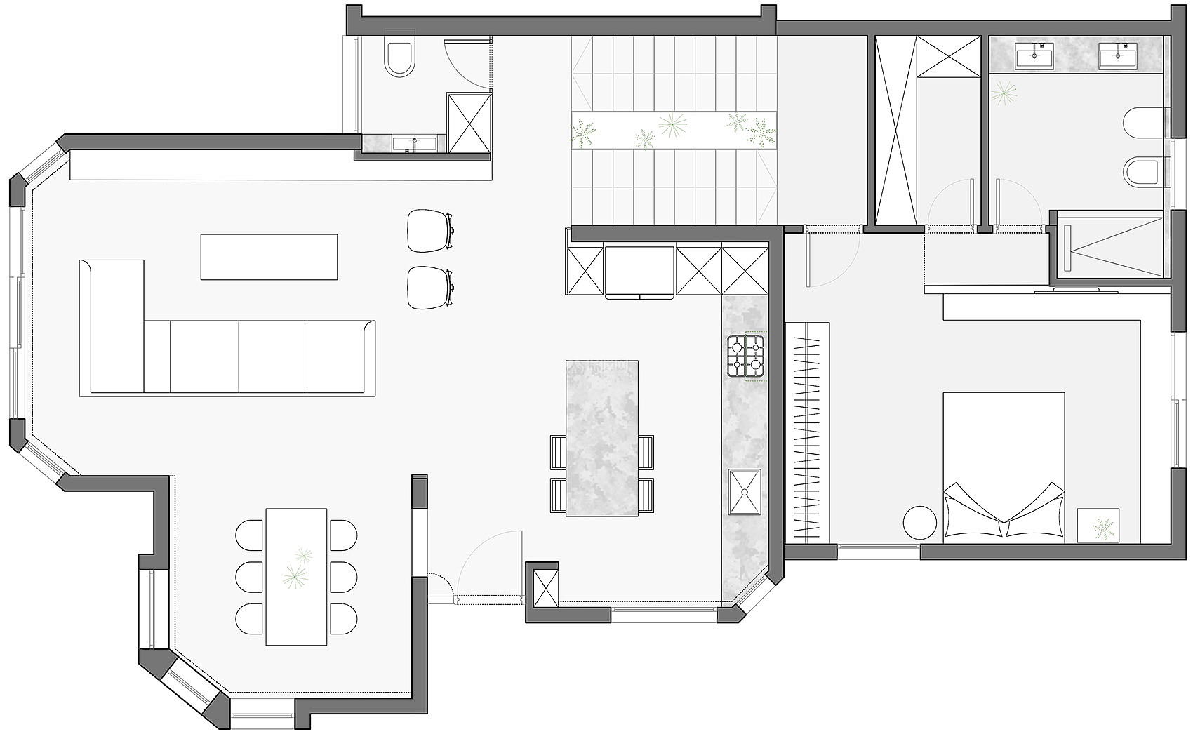 100平米舒适现代住宅平面图