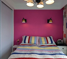 54平方混搭公寓卧室床头背景墙效果图