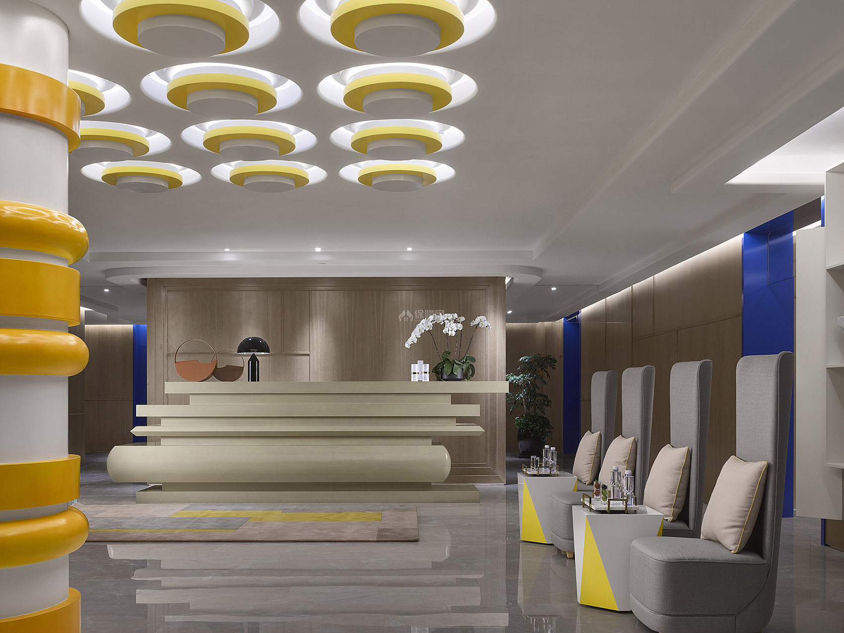四方雅辰酒店之疗养区域大厅装修设计效果图