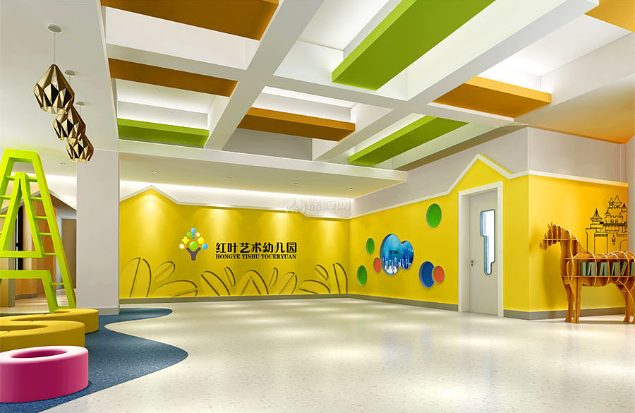 红叶艺术幼儿园之一楼大厅布置效果赏析