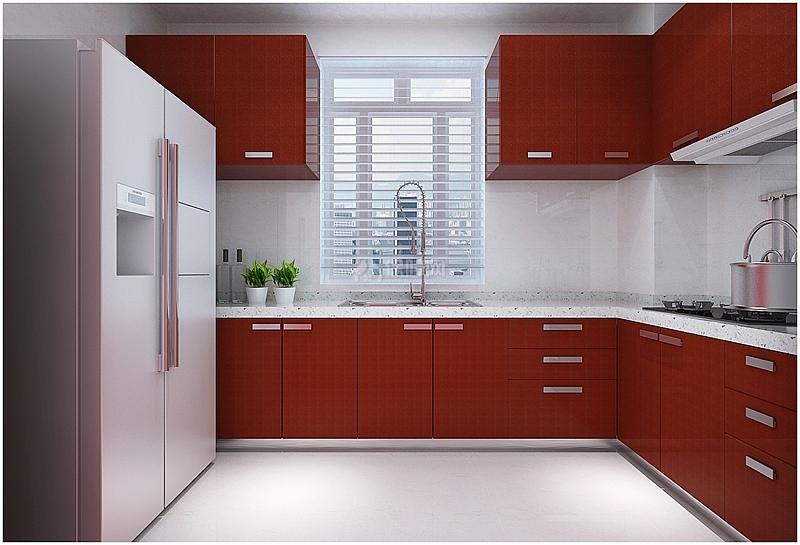 140平现代简约三居厨房橱柜设计效果图