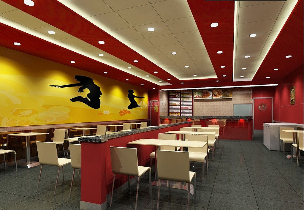 快餐餐厅之大厅墙面装饰效果图