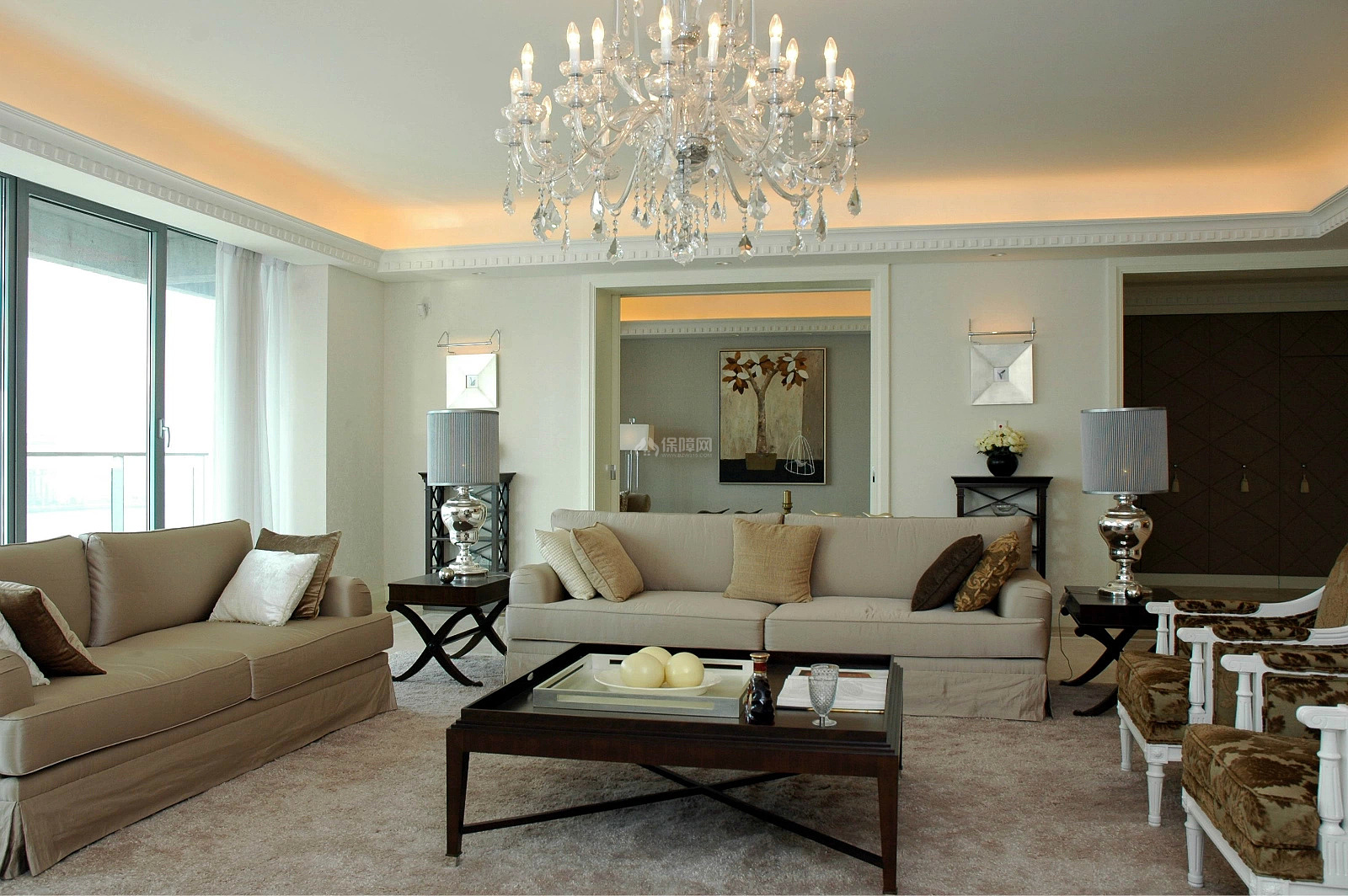现代简约风格别墅之沙发背景装饰效果图