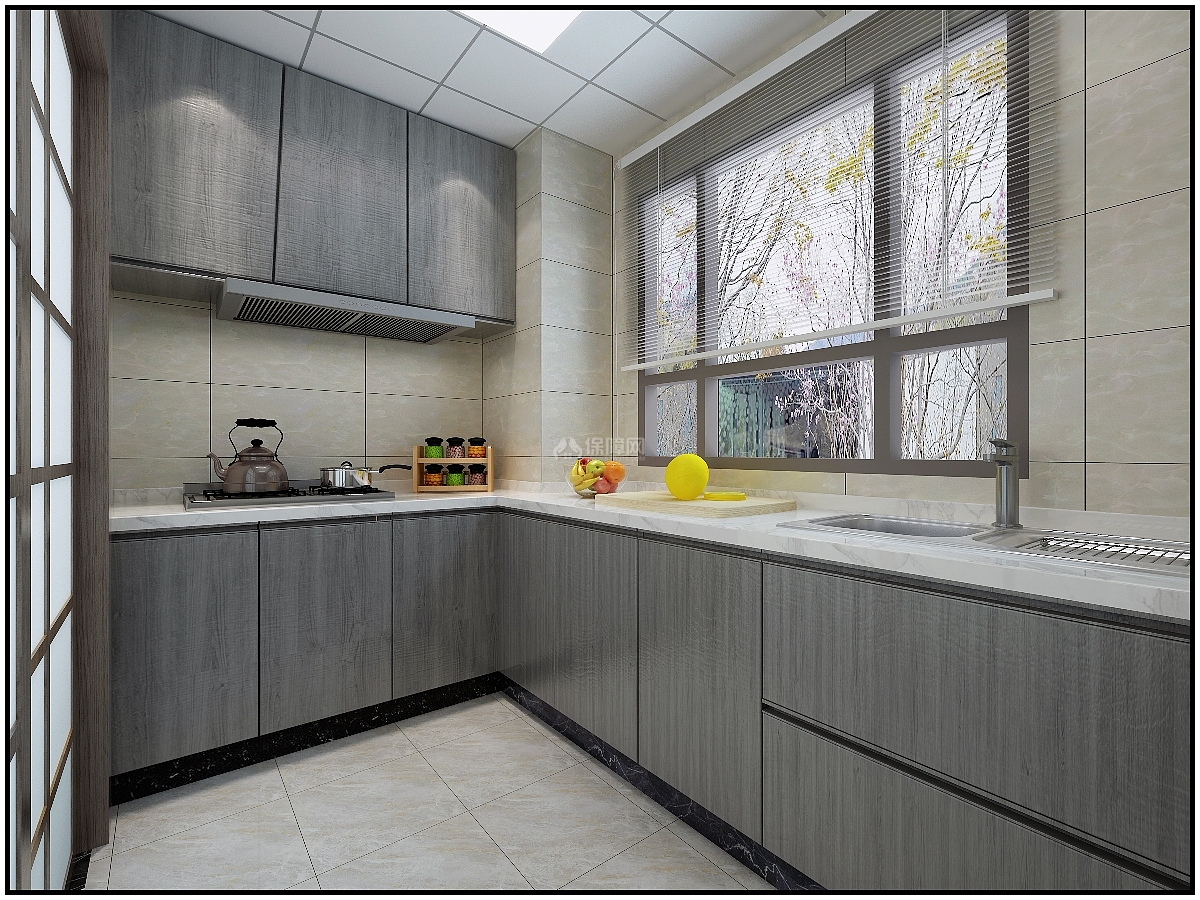 156平时尚北欧风三居之厨房格局设计效果图