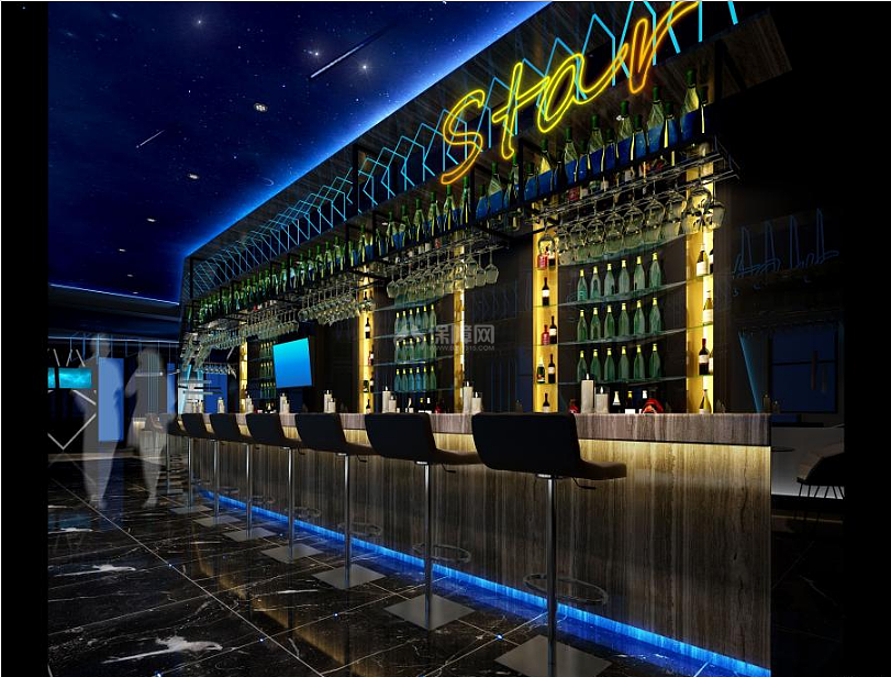 青海星空酒吧餐厅之饮酒吧台设计效果展示