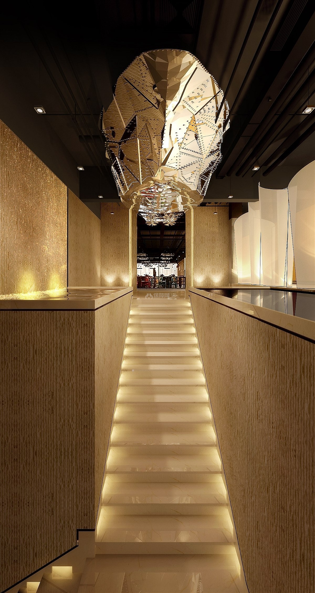 川行时尚主题火锅餐厅之楼梯口设计效果图