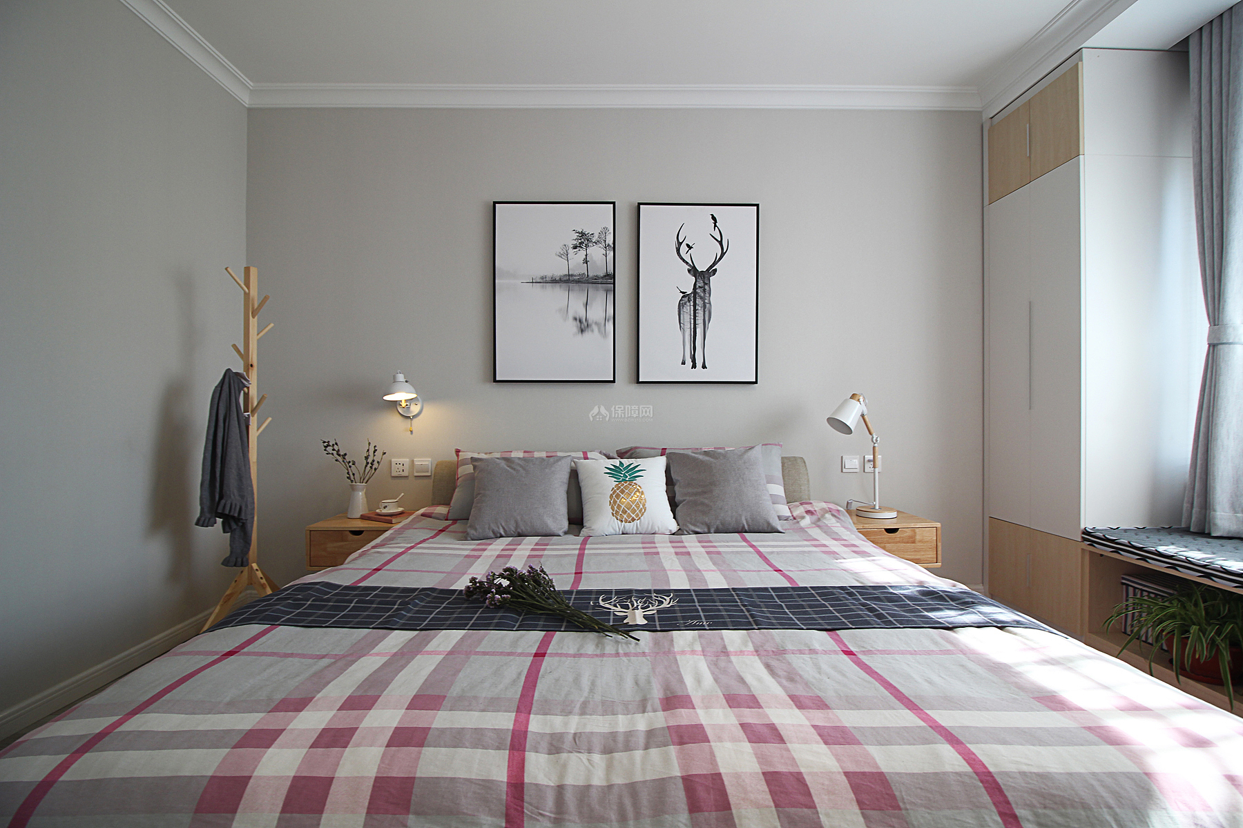 110平时尚北欧三居之卧室软装装饰效果图