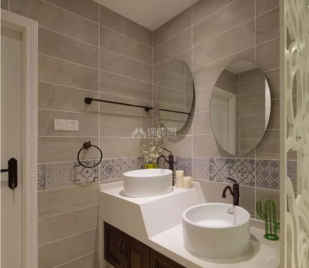 160平浪漫美式三居之卫生间洗手台设计效果图