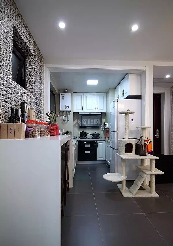 75㎡混搭新中式两居之开放式厨房设计效果图