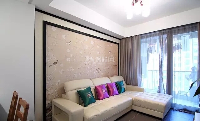 75㎡混搭新中式两居之沙发背景墙设计效果图