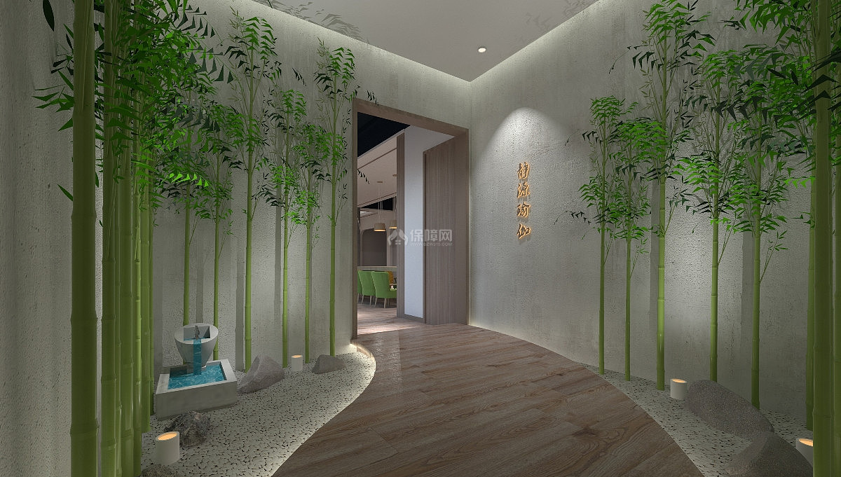 静源瑜伽会馆之走廊树木装饰效果图