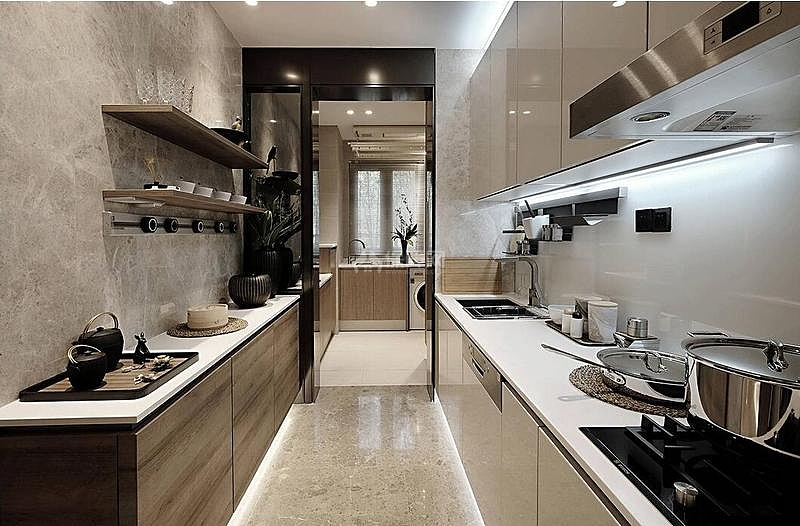 165㎡现代风格三居之厨房橱柜设计效果图