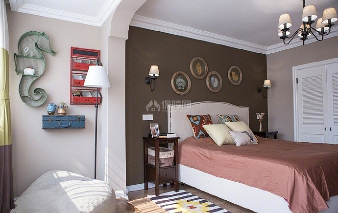 135平米美式三居之卧室软装装饰效果图