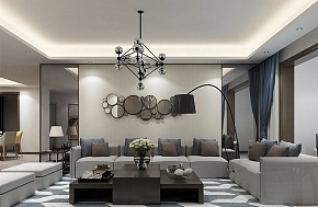 158平现代风格三居之沙发背景墙设计效果图