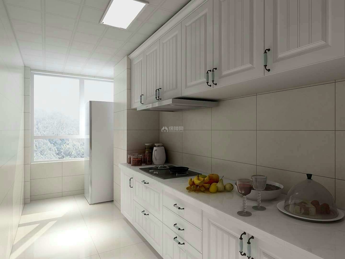 127㎡简欧三居室之厨房橱柜装潢设计效果图