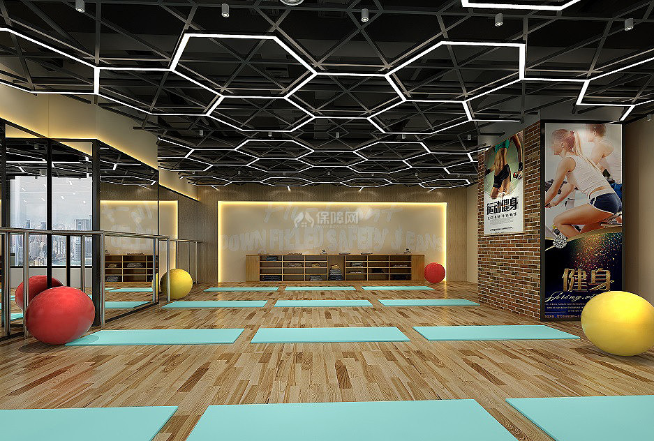 普力菲健身会所之瑜伽区设计布置效果图