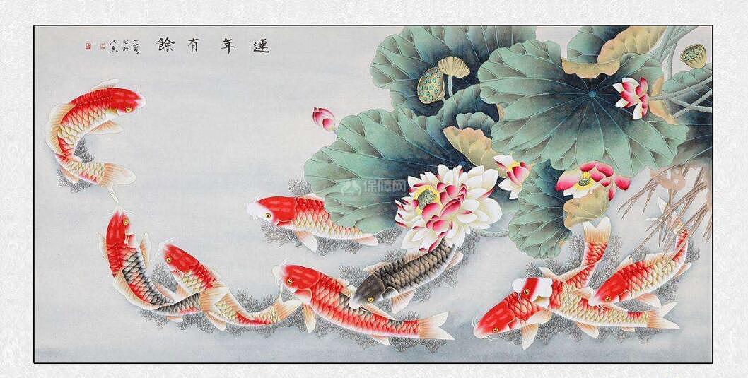 2,招财引贵九鱼图在风水上,牡丹盛开胜似佛手招财,其雍容华贵的姿态