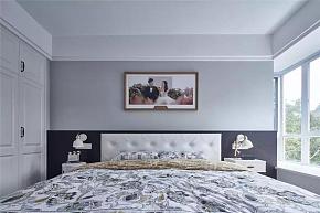 84平方米舒适文艺卧室床头墙装饰