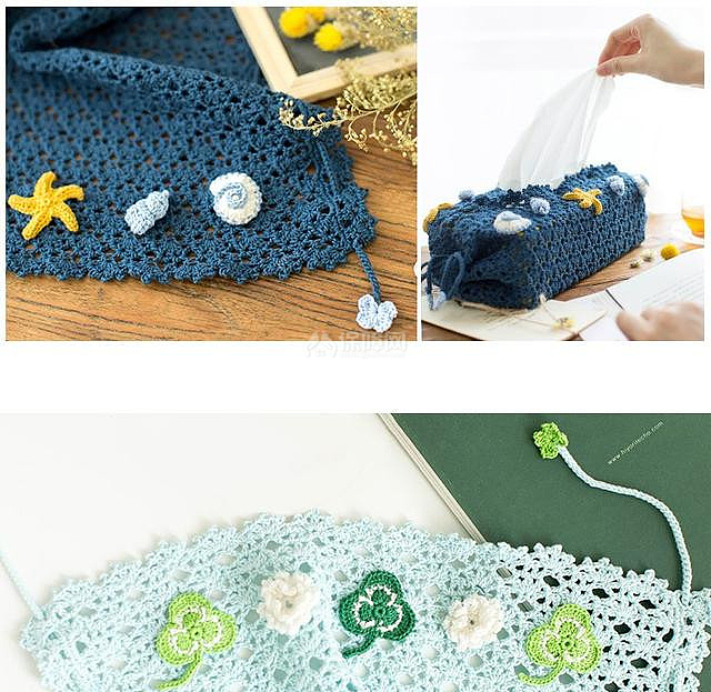 diy家居飾品 一塊小方巾鉤編出生活之美
