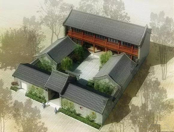 10款中式合院别墅效果图,有四合院,也有三合院