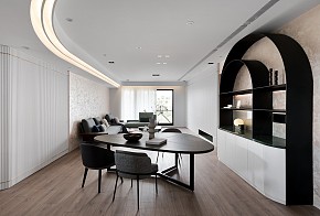 166㎡简约公寓餐厅餐边柜设计效果图 166㎡简约公寓餐厅餐边柜设计效果图