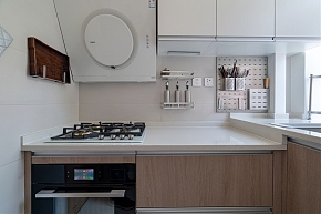 56平米新中式厨房收纳设计效果图