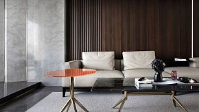 135㎡现代轻奢客厅沙发墙设计效果图