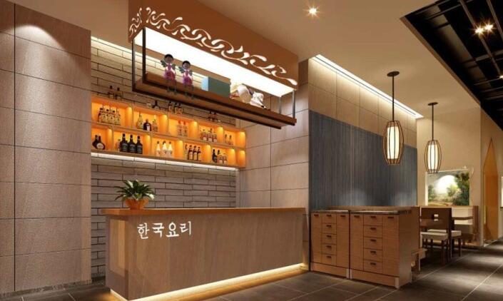服务台 韩式料理餐厅装修效果图