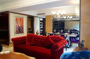 欧式风格客厅红色沙发效果图