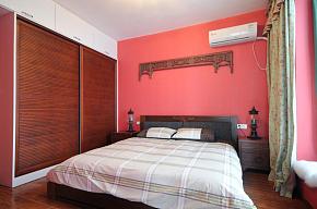 地中海风格卧室红色背景墙效果图