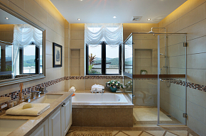 90平美式田园风格浴室设计