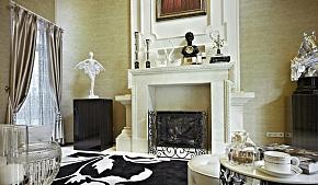 130平现代简约欧式风格客厅壁炉设计